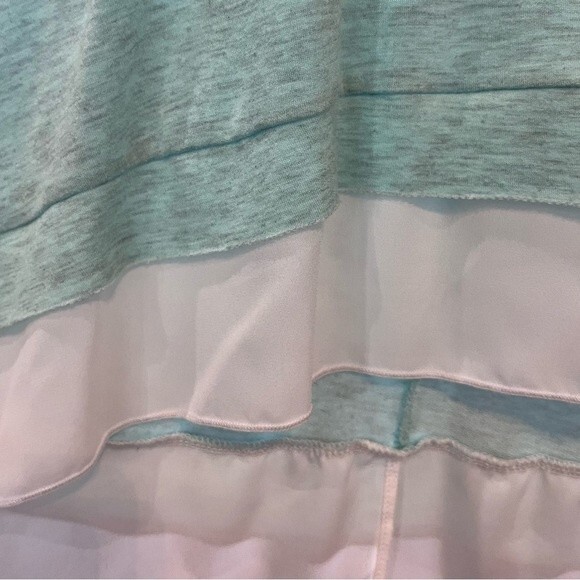 Mint with white sheer hemline light sweater tunic top size medium - Picture 4 of 5